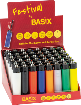 Festival Basix Assorted Solid Colors LIGHTERS 48PC