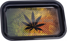 RASTA Black Leaf Rolling Tray Large