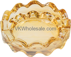 Round AmBer EleCtroplAted GlAss AshtrAy 4''