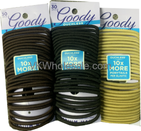 GOODY Ouchless Elastics Assorted Black/Brown/Beige 30 CT