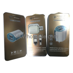 Warner Wireless Premium Smart PHONE 5/6/7 Dual USB Travel Charger (White Grey)