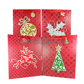 Gift Bag CHRISTMAS Glitter Large 12PC