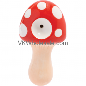 3.5'' RED Mushroom Ceramic Pipe - Wacky Bowlz