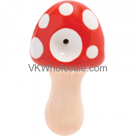 3.5'' Red Mushroom Ceramic Pipe - Wacky Bowlz