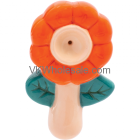 3.5'' Orange Flower Ceramic Pipe - Wacky Bowlz