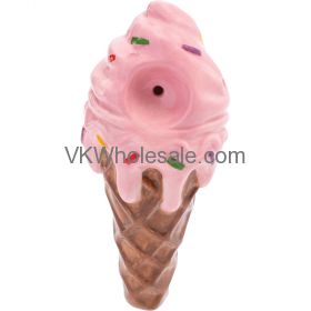 3.5'' Pink Ice Cream Ceramic Pipe - Wacky Bowlz