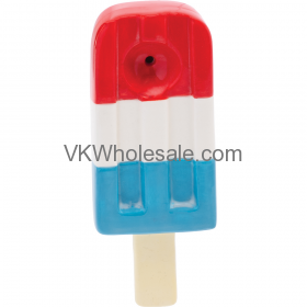 3.5'' Red White & Blue Popsicle Ceramic PIPE - Wacky Bowlz