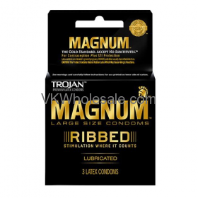 TROJAN MAGNUM Ribbed Lubricated Condoms - 6 pk, 3 CT each
