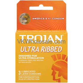 TROJAN Ultra Ribbed Yellow Lubricated CONDOMS - 6 pk, 3 Ct each