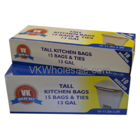 13 GAL Extra Strength Tall Kitchen Trash BAGS - 15 BAGS