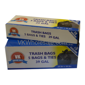39 GAL Extra Strength Tall Kitchen Trash BAGS - 5 BAGS