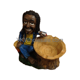 Jamaican Poly RESIN Ashtray - Blue Jamaican Man - 1 PC