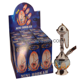 Asst Finish Flaming SKULL Mini Hookah 7.5'' 9 CT