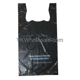 1/6 Heavy Duty T-SHIRT Plastic Shopping Bags - Black