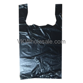 1/8 Heavy Duty T-SHIRT Plastic Shopping Bags - Black