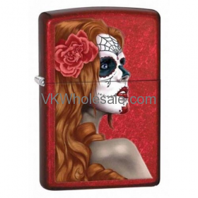 Zippo Lighter Day of the Dead Zombie Woman Candy Apple RED 28830