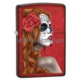 Zippo Lighter Day of the Dead Zombie Woman CANDY Apple Red 28830