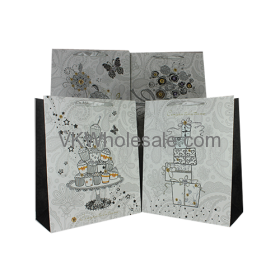 WEDDING Gift Bags Matt W/Glitter Large 12 PC