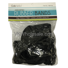 Black Assorted RUBBER BANDS 100g Tangle Free 12 PK