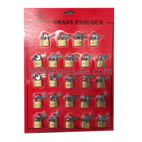 SMall Brass PadloCk DISPLAY Card 20MM 24 PC