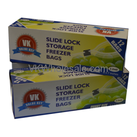 Slide Lock Storage Freezer Bags Quart Size 12CT