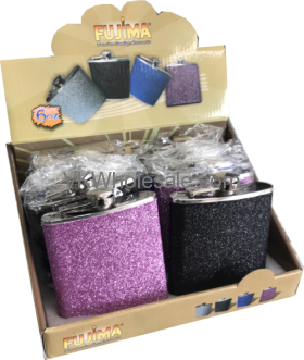 Assorted Glitter Flasks for Liquor Display 6oz 8PC