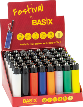 Festival Basix Assorted Solid Colors LIGHTERS 48PC