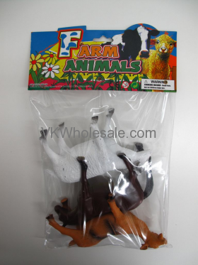 7'' 3PC TOY FARM ANIMAL SET IN POLY BAG W/HEADER