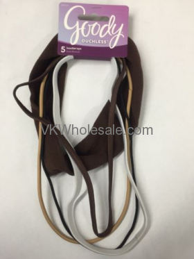 Goody HEADBANDs Brown Ouchless Headwraps Assorted Thickness 5 CT
