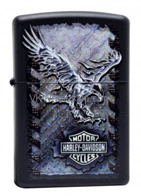 Zippo HARLEY DAVIDSON Black Matte Lighter, Iron Eagle 28485