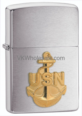 Zippo Navy Anchor, Emblem, Brushed Chrome Finish LIGHTER 280ANC