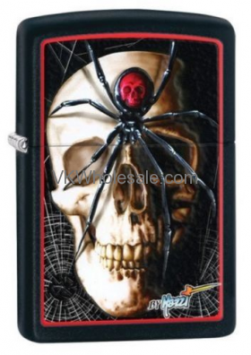 Zippo Mazzi Spider and Skullblack MATTE Lighter 28627