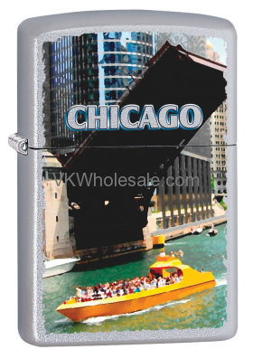 Zippo Classic Chicago Waterfront Satin Chrome Z102 LIGHTER