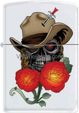 Zippo Classic Skull with Rose White MATTE Z257