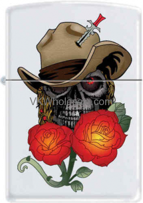 Zippo Classic Skull with Rose White Matte Z257