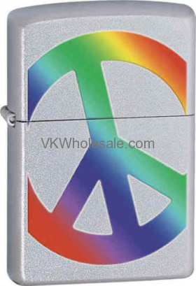 Zippo Classic Peace in RAINBOW Color Satin Chrome Windproof Lighter Z274
