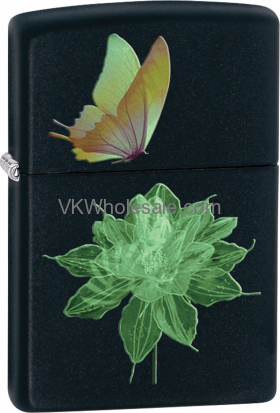 Zippo Classic Butterfly Flower Black MATTE Windproof Lighter Z251