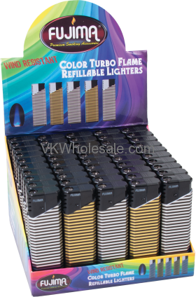Fujima Turbo Flame GOLD / Silver Electronic Lighter 50PC