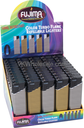 Fujima Turbo Flame Gold / Silver ELECTRONIC Lighter 50PC