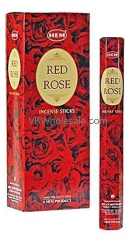RED Rose Hem Incense - 20 STICK PACKS (6 pks /Box)