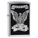 Zippo Lighter: America Eagle, Right to Bear Arms - High Polish Chrome 28290