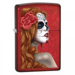 Zippo Lighter Day of the Dead Zombie Woman Candy Apple Red 28830 Wholesale
