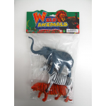 8.5" 3PC TOY WILD ANIMALS IN POLY BAG W/HEADER