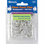 BAZIC Clear Transparent Push Pins (100/Pack) Wholesale