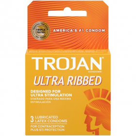 TROJAN Ultra Ribbed Lubricated Condoms