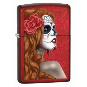 Zippo Lighter Day of the Dead Zombie Woman Candy Apple Red 28830 Wholesale