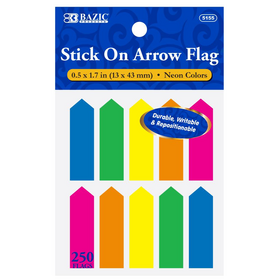 BAZIC 25 Ct. 0.5" X 1.7" Neon Color Arrow Flags (10/Pack) Wholesale