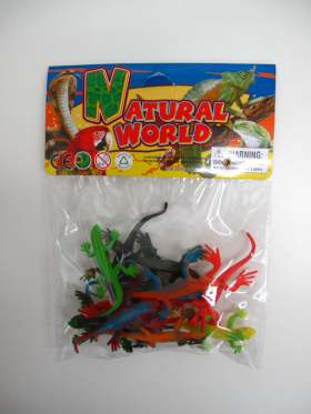 12PC PLASTIC LIZARDS IN POLY BAG W/HEADER