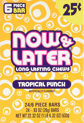 Now & Later Candy Tropical Punch 24/6 PCS Bars Wholesale