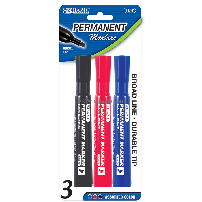 Wholesale Permanent Markers - Chisel Tip, Assorted Colors